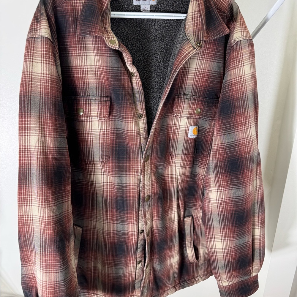 Carhartt Mens Relaxed Fit Flannel Sherpa-Lined Shirt/Jacket